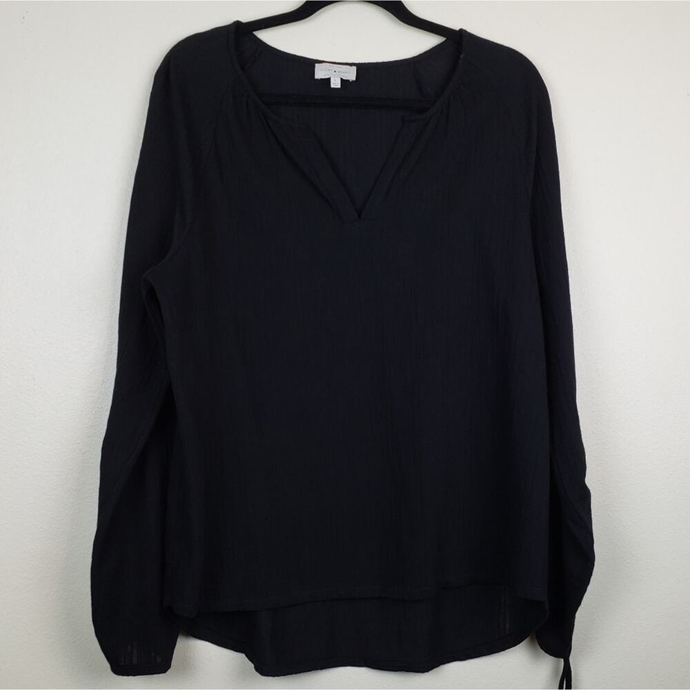 Lucky Brand |  Black V-neck Blouse, size Large